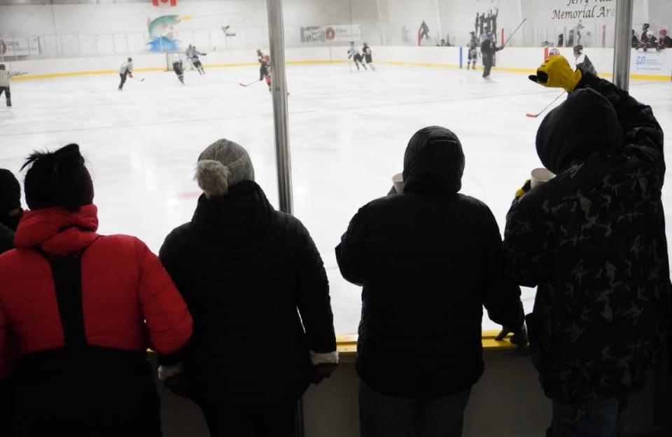 Spectators watch a hockey game at the 2023 Arctic Winter Games. Caregivers in the Beaufort Delta say they are disappointed by the final roster which saw few youth from their region make the final cut. 