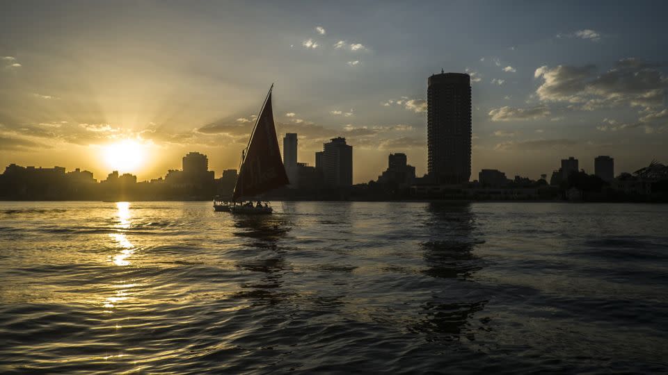 A traditional Egyptian boat known as a felucca sails on the Nile River during sunset in Cairo on September 22, 2015. - Khaled Desouki/AFP/Getty Images