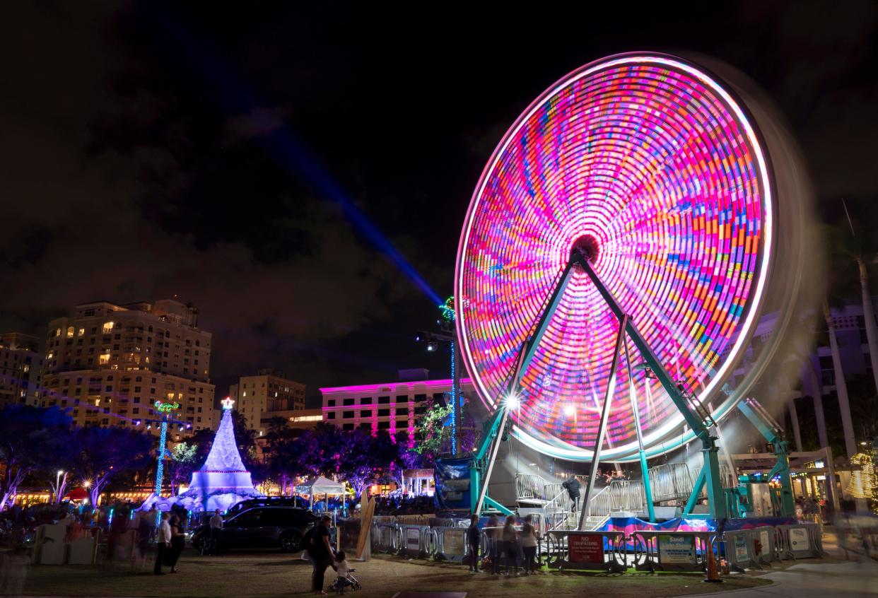 Sandi and a 65-foot Ferris wheel will open during the Clematis by Night Holiday Tree lighting in West Palm Beach on Nov. 30.