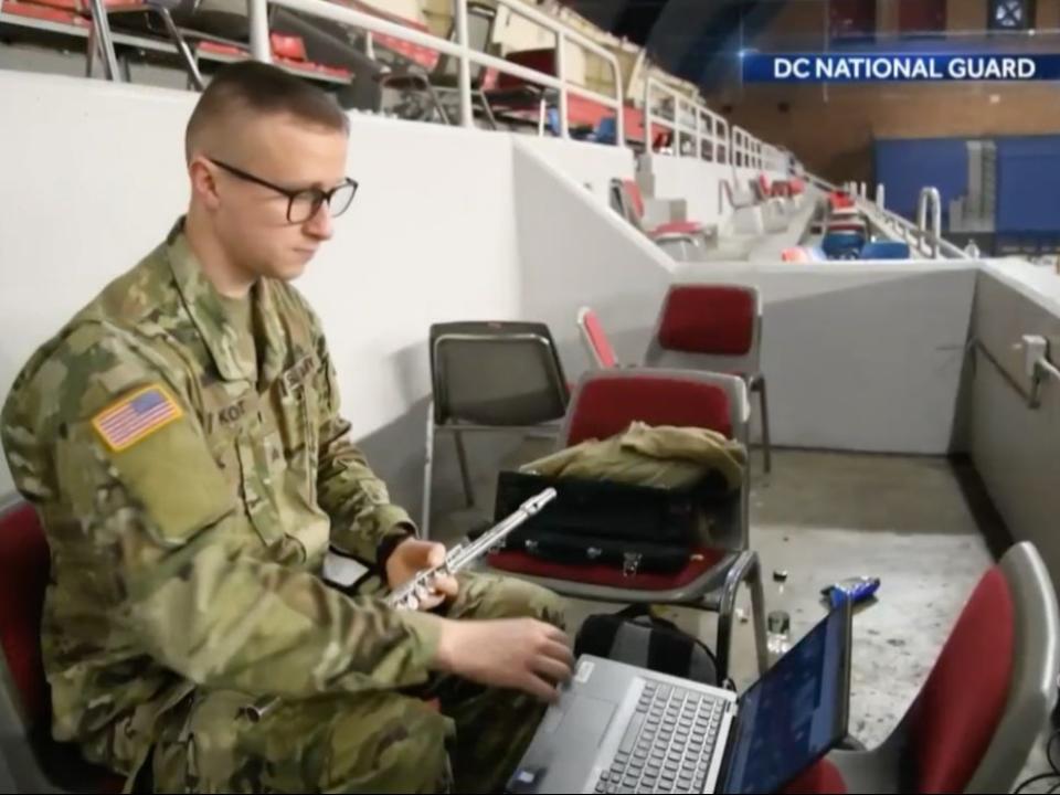 Music teacher continues teaching while deployed to US Capitol  (NBC News)