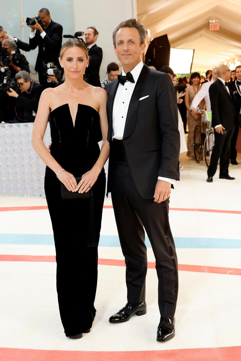 Alexi Ashe and Seth Meyers attend the 2023 Met Gala.