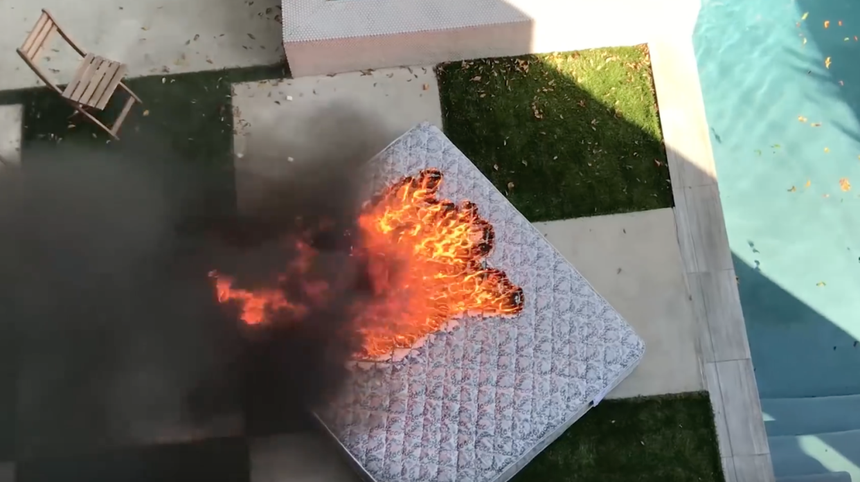 This YouTuber lit a mattress on fire in an empty swimming pool, and he’s driving his Los Angeles neighbors crazy