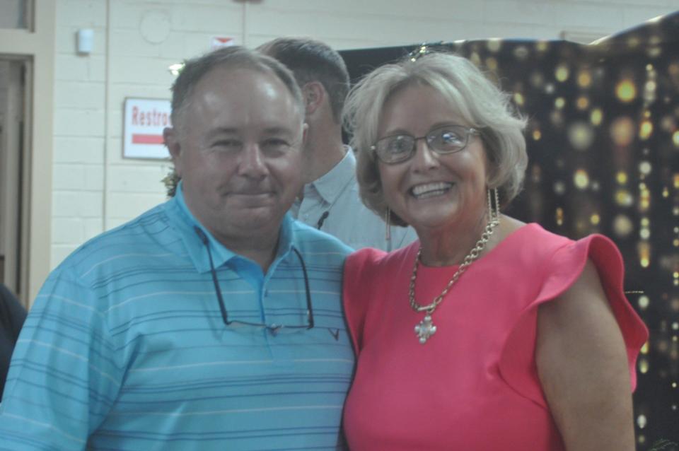 Wanda Davis (right) poses with Jim Holton, Glascock County's retiring Superintendent of Schools.