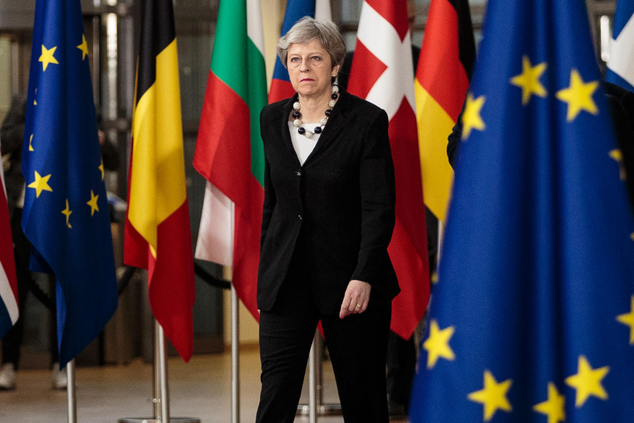 Theresa May arrives at the European Council summit (Getty)