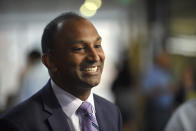 In this June 7, 2018, photo, Thiru Vignarajah is shown after a candidate's forum for the office of Baltimore State's Attorney, in Baltimore. Vignarajah is running for mayor of Baltimore. Baltimore's primary is Tuesday, June 2, 2020. (Lloyd Fox/The Baltimore Sun via AP)