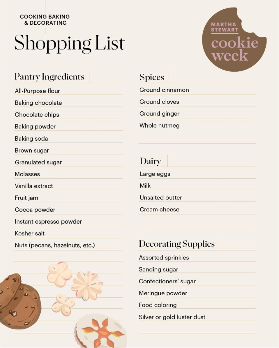 cookie baking and decorating shopping list