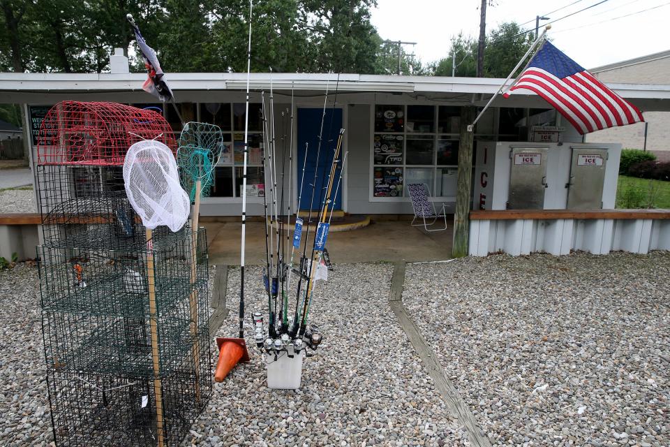 Crabbing and fishing gear outside Gabriel Tackle Co. on Mantoloking Road in Brick Monday, June 13, 2022.  The five-year-old bait and tackle shop also has a location in Lavallette. 