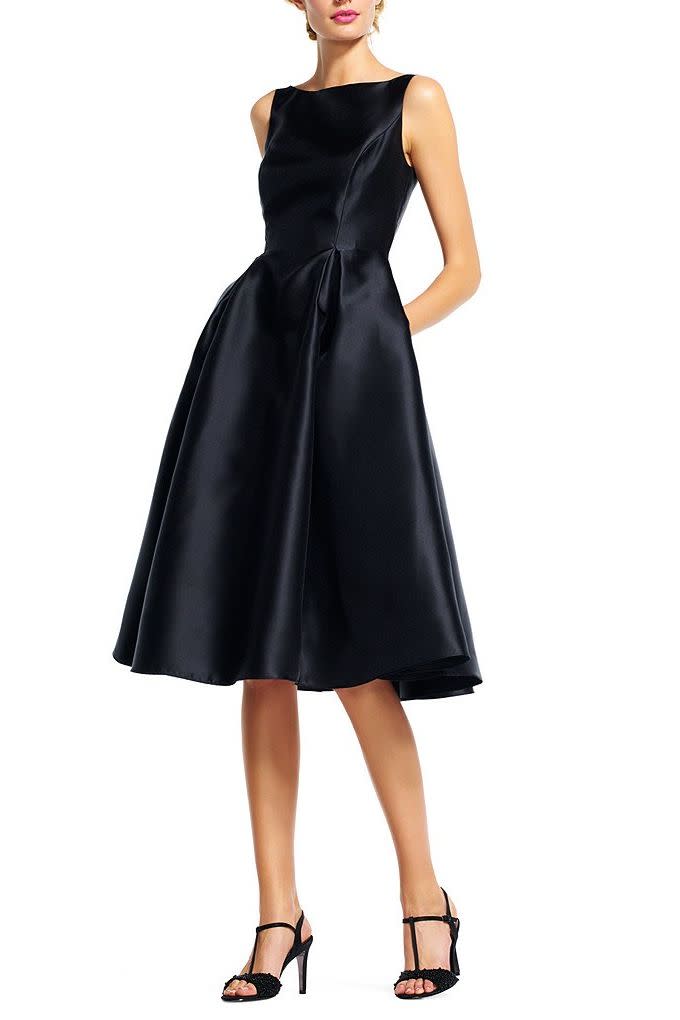 Black Midi Taffeta Dress