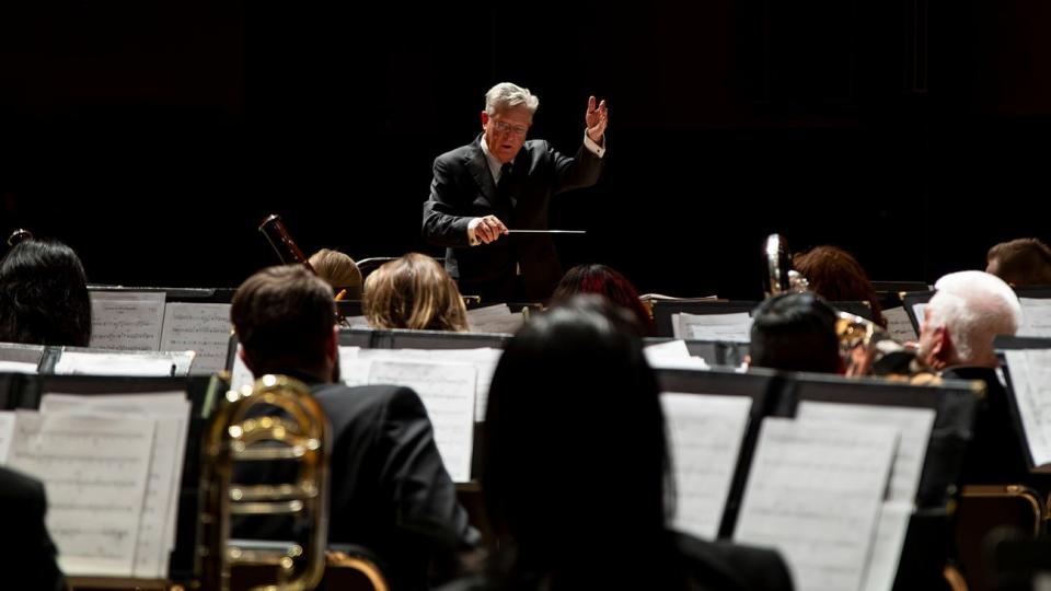 Don Lefevre, West Texas A&M University director of bands, conducts the Symphonic Band. The ensemble will perform Feb. 8 at the Texas Music Educators Association convention in San Antonio.