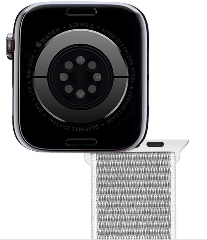 Apple Watch X傳將改用磁吸系統連接錶帶，未來更換錶帶無須再對準凹槽安裝。（示意圖／翻攝自蘋果官網）