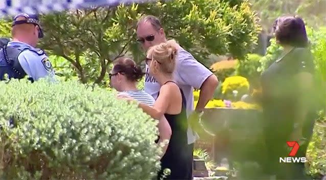 The man's distraught family mourn at the scene. Picture: 7 News