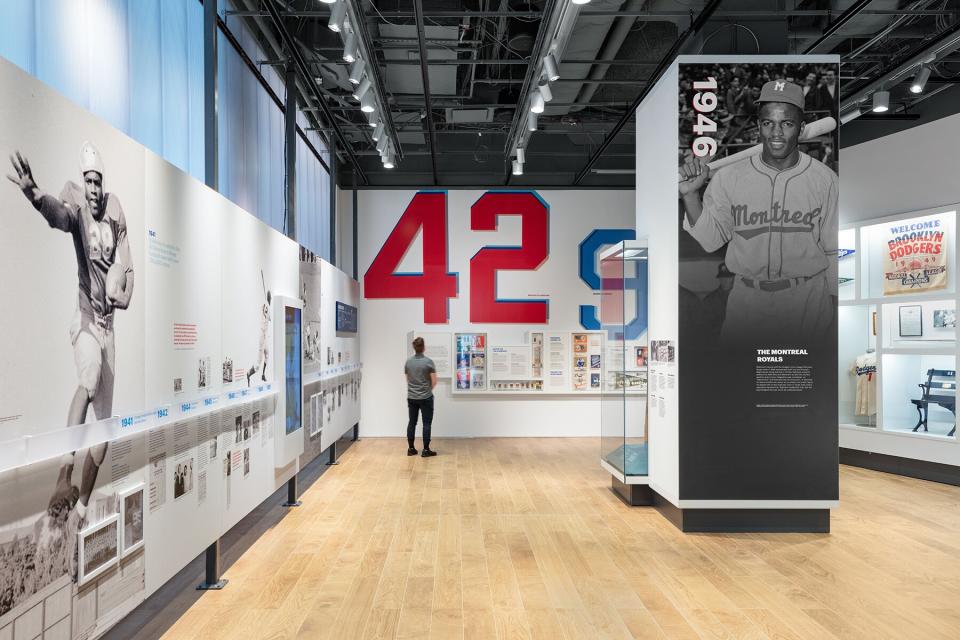 The timeline wall in the Jackie Robinson Museum