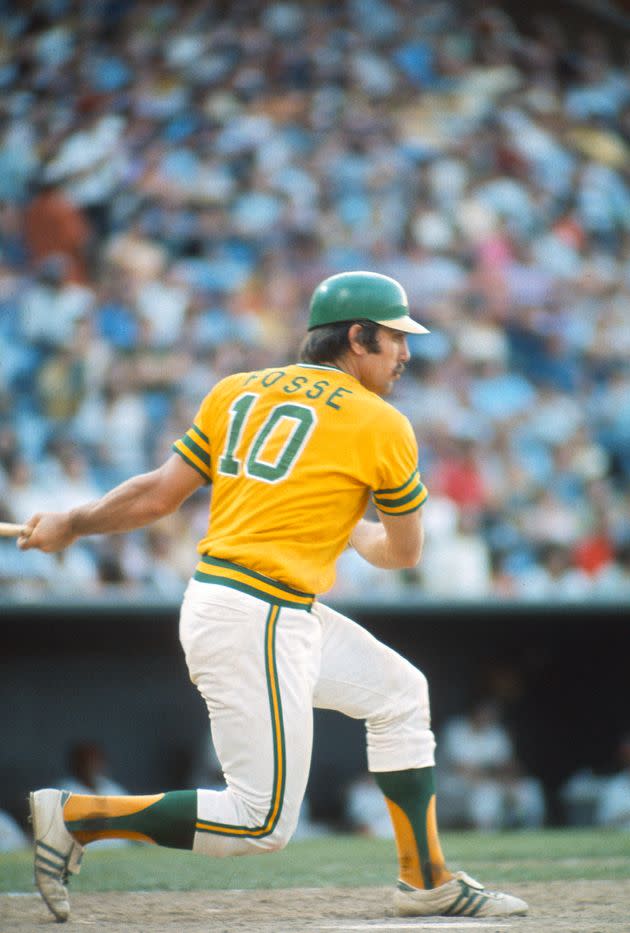 Ray Fosse at bat in a game for the Oakland A's in 1974. (Photo: Focus On Sport via Getty Images)