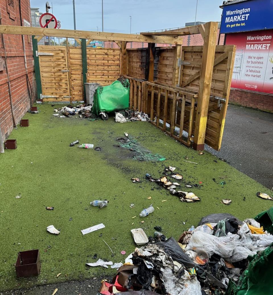 Warrington Guardian: Debris left after the bin fires