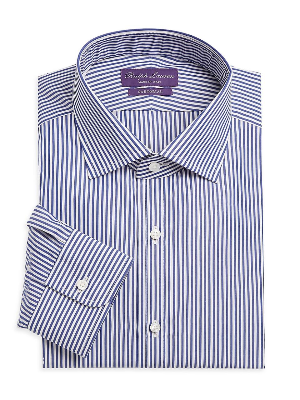 <p><a href="https://go.redirectingat.com?id=74968X1596630&url=https%3A%2F%2Fwww.saksfifthavenue.com%2Fproduct%2Fralph-lauren-purple-label-aston-striped-tailored-long-sleeve-dress-shirt-0400011886179.html&sref=https%3A%2F%2Fwww.esquire.com%2Fstyle%2Fmens-fashion%2Fg39515922%2Fbest-mens-dress-shirts%2F" rel="nofollow noopener" target="_blank" data-ylk="slk:Shop Now;elm:context_link;itc:0;sec:content-canvas" class="link ">Shop Now</a></p><p>Aston Striped Tailored Long-Sleeve Dress Shirt</p><p>saksfifthavenue.com</p><p>$395.00</p>