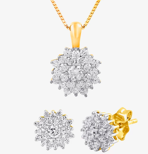 Diamond Blossom 1 CT. T.W. Genuine White Diamond 10K Gold 2-pc. Jewelry Set