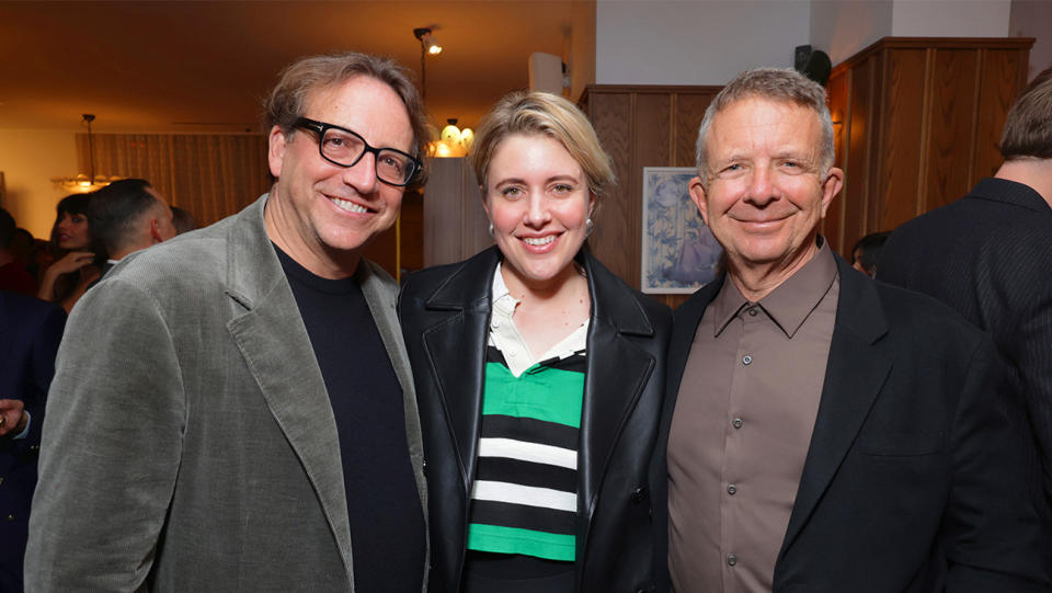 Jeremy Barber, Greta Gerwig and Jeremy Zimmer at the UTA Oscar Nominees Pre-Party