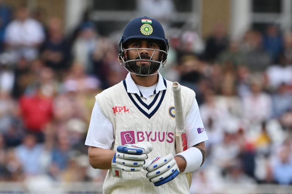 Kohli walks back to the pavilion after getting out for a golden duck (AFP)