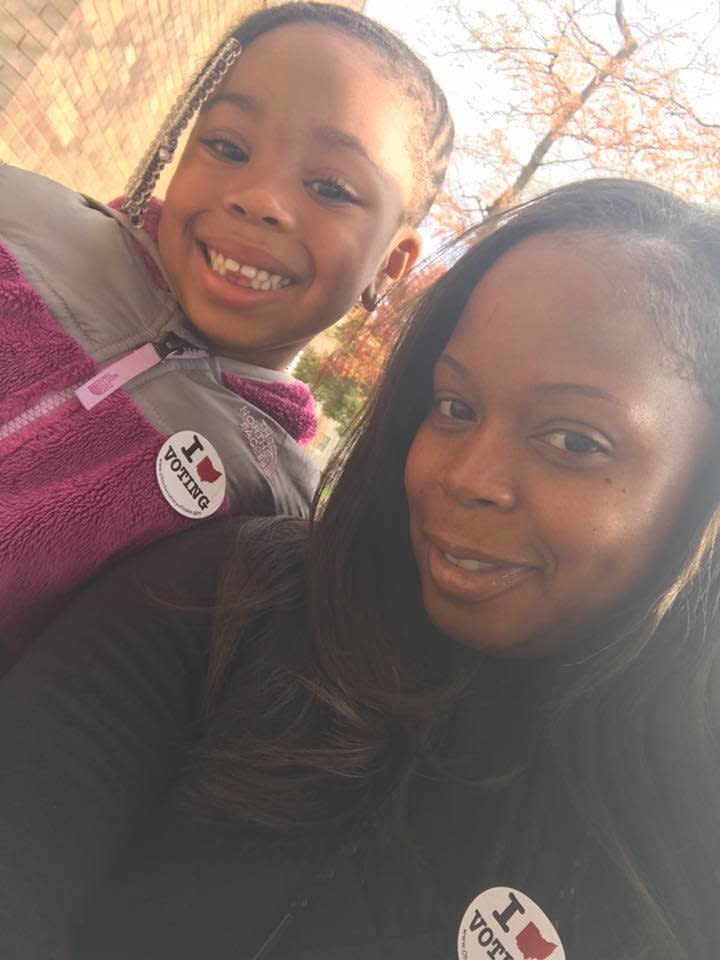 My daughter insisted on going to vote with me today even though she's not feeling well!! We have to set an example.