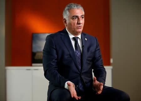 Reza Pahlavi, the last heir apparent to the defunct throne of the Imperial State of Iran and the current head of the exiled House of Pahlavi speaks during an interview with Reuters in Washington, U.S., January 3, 2018. REUTERS/Joshua Roberts