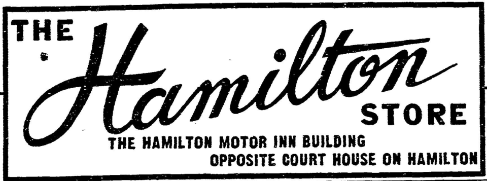 Detail from a 1951 Journal Star advertisement for the Hamilton Store.
