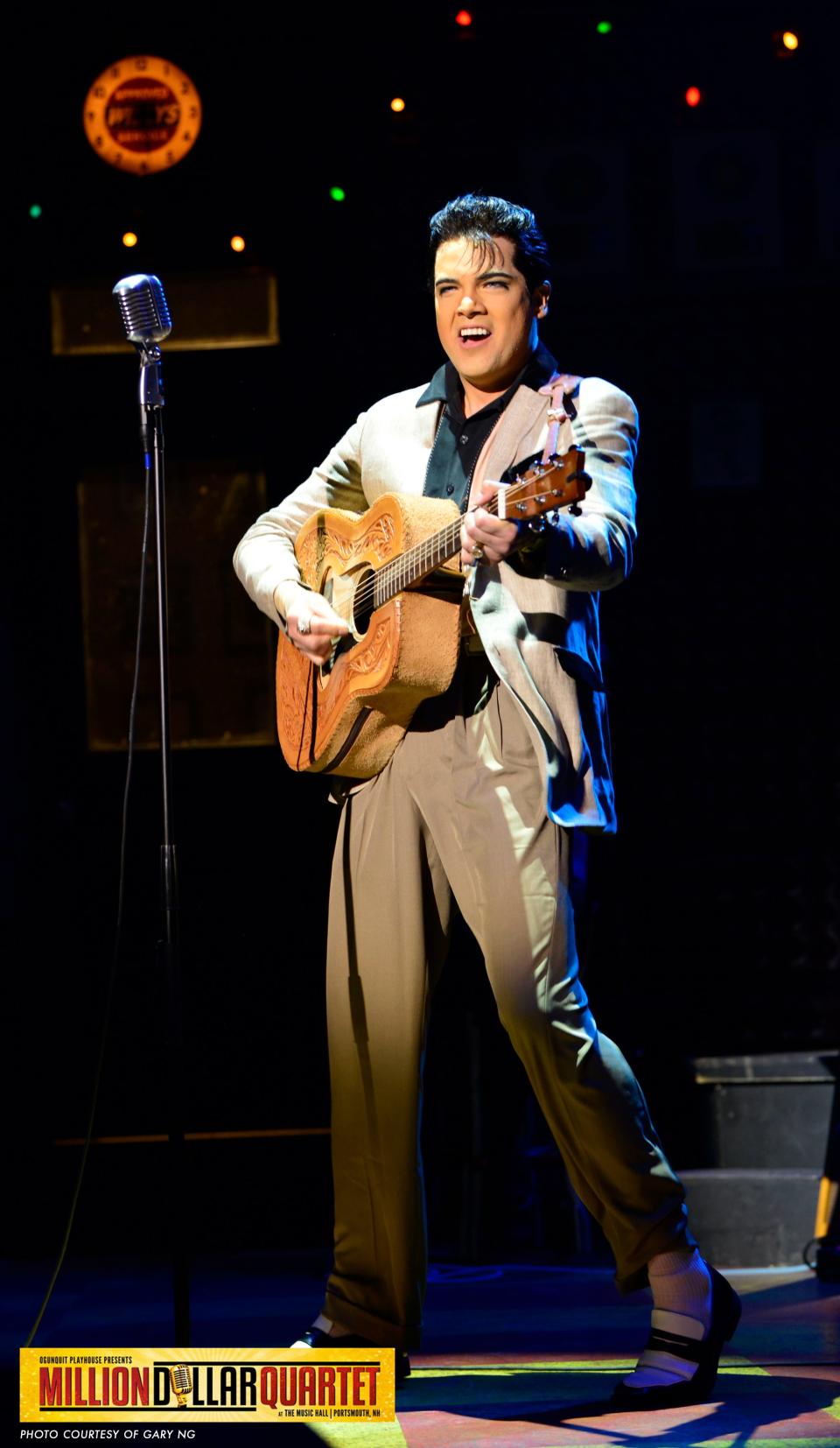 Daniel Durston brings down the house as Elvis Presley in Million Dollar Quartet, playing at The Music Hall in Portsmouth through April 9.