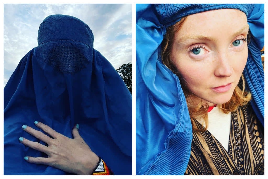 Lily Cole atrracted strong criticism for posing in a burka as Afghanistan fell to the Taliban  (Instagram)