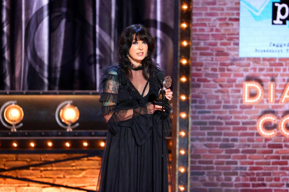 Diablo Cody accepts the award for best book of a musical for "Jagged Little Pill" during the Tony Awards at New York's Winter Garden Theatre last month.