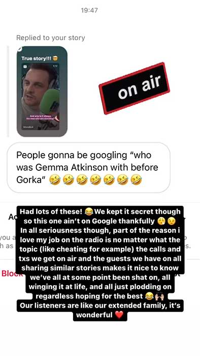 Gemma Atkinsons Instagram message