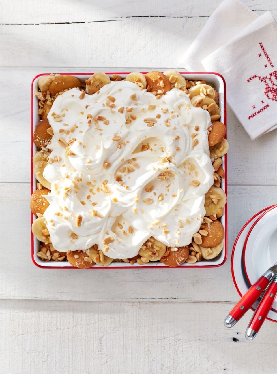<p>Everyone at the summer potluck will flip for this peanut butter pudding and wafer cookie dessert piled high with bananas and whipped cream.</p><p><em><a href="https://www.countryliving.com/food-drinks/recipes/a35607/salty-peanut-banana-pudding/" rel="nofollow noopener" target="_blank" data-ylk="slk:Get the recipe from Country Living »;elm:context_link;itc:0;sec:content-canvas" class="link ">Get the recipe from Country Living »</a></em></p><p><strong>RELATED: </strong><a href="https://www.goodhousekeeping.com/food-recipes/g32631508/easy-banana-recipes/" rel="nofollow noopener" target="_blank" data-ylk="slk:23 Easy Banana Recipes for Sweet Baked Goods and Fruity Treats;elm:context_link;itc:0;sec:content-canvas" class="link ">23 Easy Banana Recipes for Sweet Baked Goods and Fruity Treats</a></p>