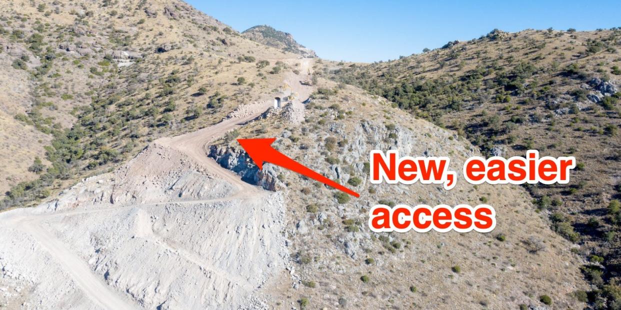 Mexico border wall thumb switchback road