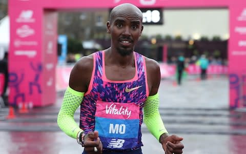 Sir Mo Farah wins the Vitality Bigh Half Marathon in London on Sunday - Credit: John Patrick Fletcher/Action Plus via Getty Images