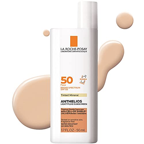 La Roche-Posay Anthelios Tinted Sunscreen SPF 50, Ultra-Light Fluid Broad Spectrum SPF 50, Face Sunscreen with Titanium Dioxide Mineral, Universal Tint, Oil-Free (AMAZON)