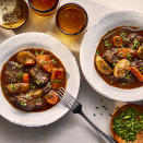 <p>This beef and potato stew is slow-cooked to perfection, with a richly flavored sauce and tender bites of beef and vegetables. You can make this comforting stew ahead of time to serve to guests or to have on hand to reheat as an easy weeknight dinner. <a href="https://www.eatingwell.com/recipe/7993384/beef-potato-stew/" rel="nofollow noopener" target="_blank" data-ylk="slk:View Recipe;elm:context_link;itc:0;sec:content-canvas" class="link ">View Recipe</a></p>