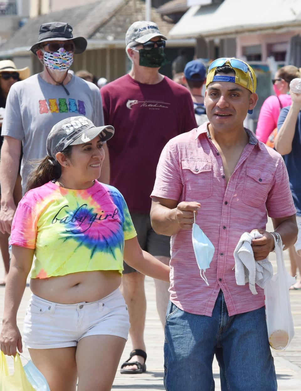 Hot weather and clear skies brought thousands of visitors to Rehoboth Beach on Saturday, June 27, 2020. Social distancing did not appear to be followed very strictly on either the beach or boardwalk, with mask usage also not ubiquitous.