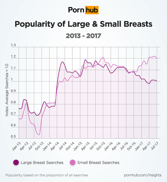 Pornhub reveals that yes, of course, tons of people are looking for boobs.  Duh.