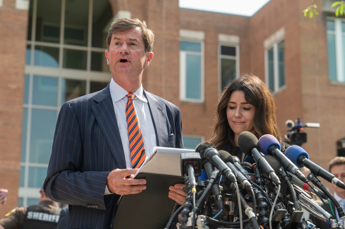 Benjamin Chew and Camille Vasquez speak outside court (Craig Hudson/AP)