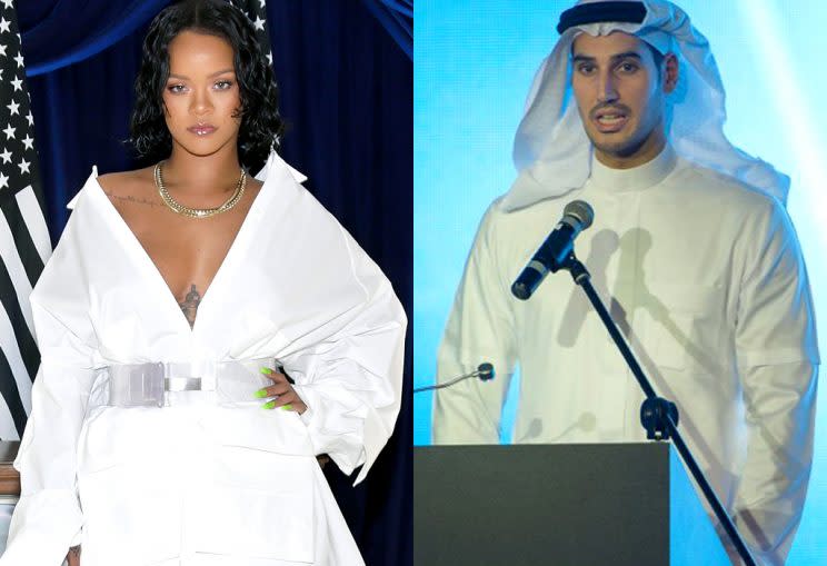 Rihanna and Hassan Jameel photographed kissing.