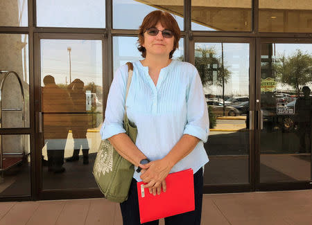 Janice Venables, 57, attends oil services giant Halliburton job fair at the MCM Grande Fundome hotel in Odessa, Texas, U.S., July 19, 2018. Picture taken on July 19, 2018. REUTERS/Liz Hampton