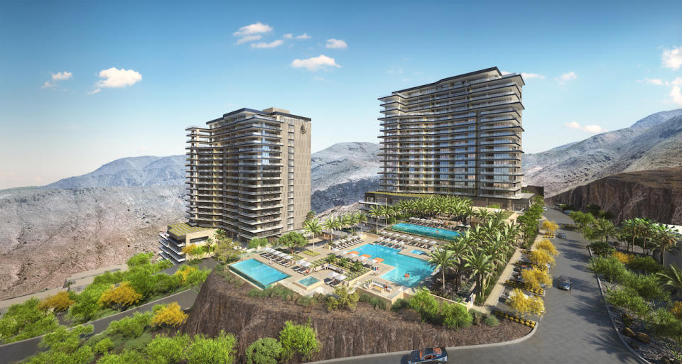 Four Seasons Private Residences Las Vegas - Rendering - Two Towers - Pools - Mountains