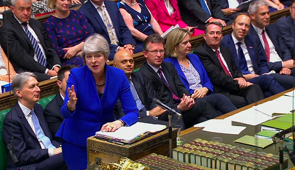 Theresa May and Jeremy Corbyn clashed in today's final PMQs (GETTY)