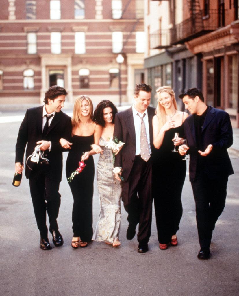 Season 4 ends on a cliffhanger when Ross accidentally says Rachel’s name during his vows before ending with a shot of Rachel’s face. Getty Images