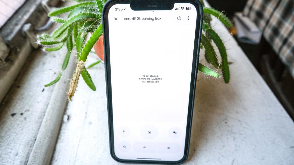 The Google Home app's remote for the onn 4K Google TV streaming box