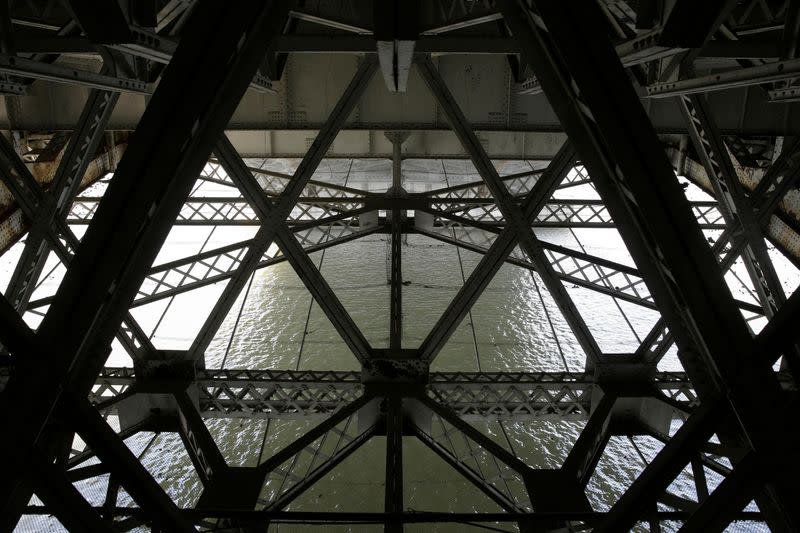 FILE PHOTO: Steel beams on the draw span, which needs replacement, are shown on the Arlington Memorial Bridge in Washington.