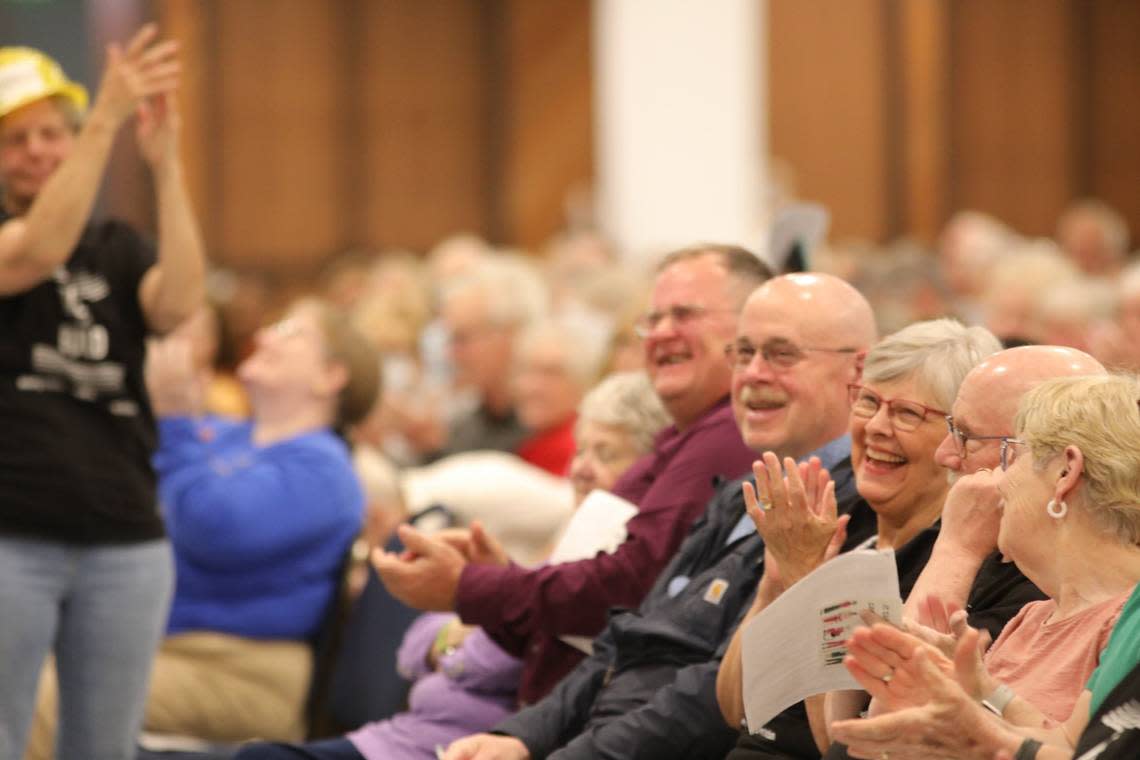 The crowd cheers as the votes are a unanimous “yes” form all councils present during the BUILD’s 2024 Nehemiah Action Assembly at the Central Bank Center in Lexington, Ky on April 30, 2024. Tasha Poullard/tpoullard@herald-leader.com