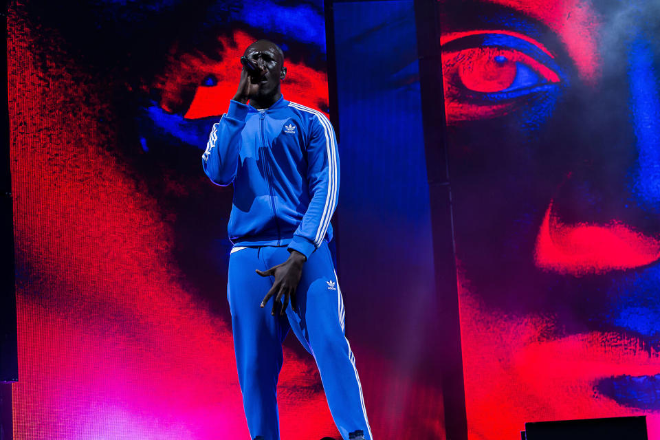<p>Grime artist Stormzy performs at the Glastonbury Festival at Worthy Farm, in Somerset, England, Saturday, June 24, 2017. (Photo: Grant Pollard/Invision/AP) </p>
