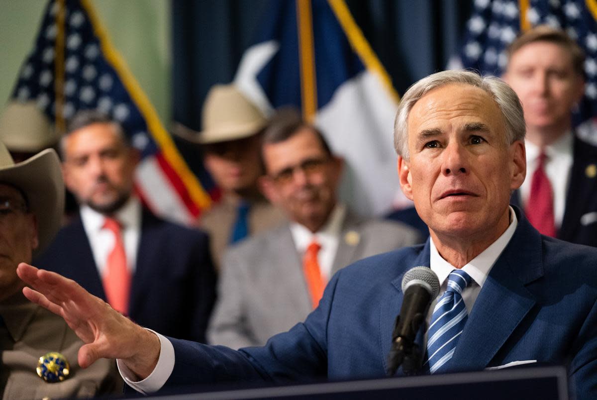 Gov. Greg Abbott signs six bills relating to border security at the state Capitol in Austin on June 8, 2023. “Washington D.C. has failed to do its job to secure the border,” Abbott said “As a result, Texas has had to take unprecedented steps in responding to the crisis caused by the Biden administration on the border, and in response the Texas legislature has stepped up to make sure that we will be able to more robustly respond.”