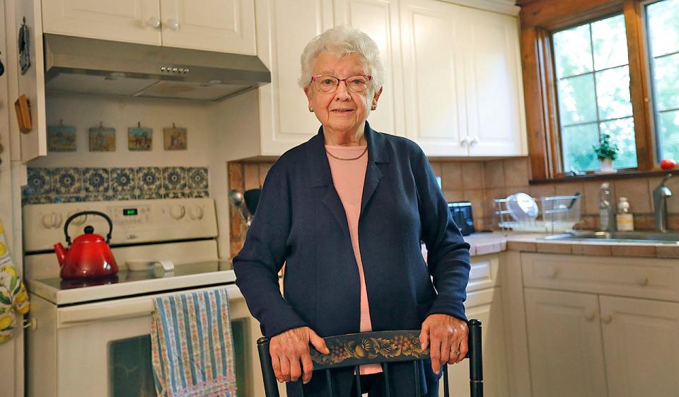 Lucia Hotton, 94, of South Weymouth who has written about her family's Sicilian-American Thanksgivings. Tuesday October 11, 2022.