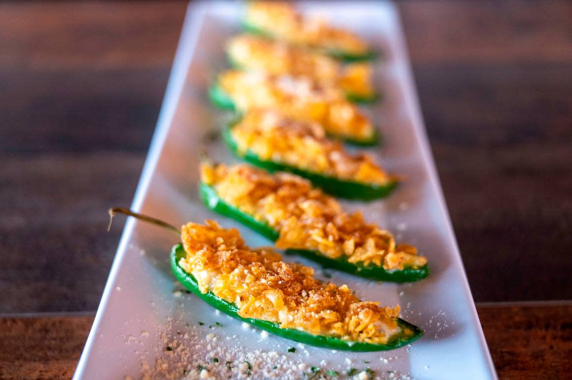 Without a deep fryer, Thirsty Hound offers a menu of clever pub food, including baked jalapeno poppers with a potato-chip crumb.