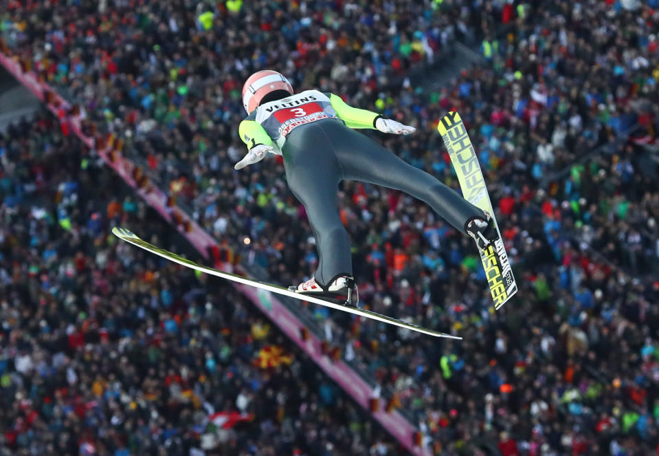 Ski jumping tournament trial in Oberstdorf, Austria